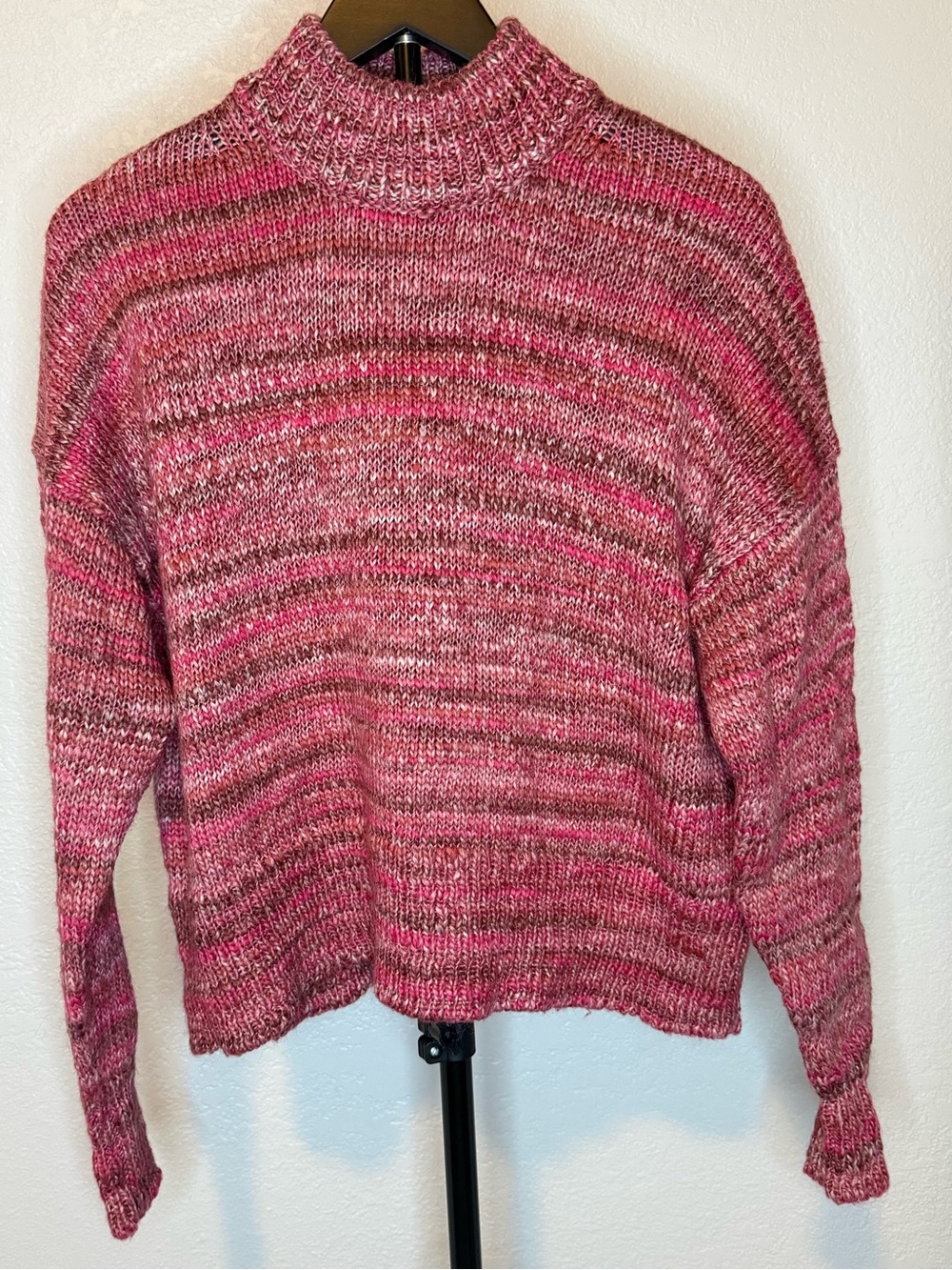J. Crew Pink Marled Turtleneck Sweater
